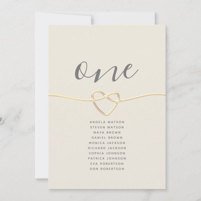 Gráfico de asientos de Boda de caligrafía dorada (Anverso)