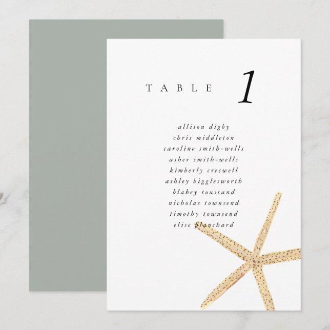 Gráfico de Asientos de Boda de Estrella de Mar con (Anverso / Reverso)