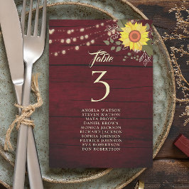 Gráfico de Asientos de Boda de Girasoles Rústicos