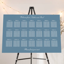 Gráfico de Asientos de Boda de Mesa 21 Dusty Blue