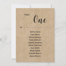Gráfico de asientos de Boda de papel rústico