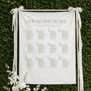 Gráfico de Asientos de Boda de Tela Blanca y Verde