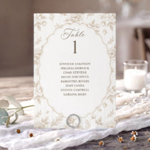 Gráfico de Asientos de Boda Floral Beige Antiguo
