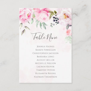 Gráfico de Asientos de Boda Floral de Peonía Rosa