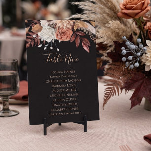 Gráfico de Asientos de Boda Floral Negro de Otoño