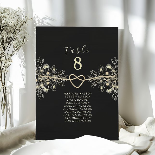Gráfico de Asientos de Boda Floral Oro Negro (Subido por el creador)