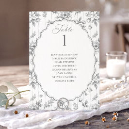 Gráfico de Asientos de Boda Floral Plateado Vintag