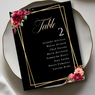 gráfico de asientos de boda floral rojo moda
