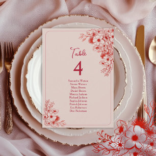 Gráfico de Asientos de Boda Floral Rosa Rojo