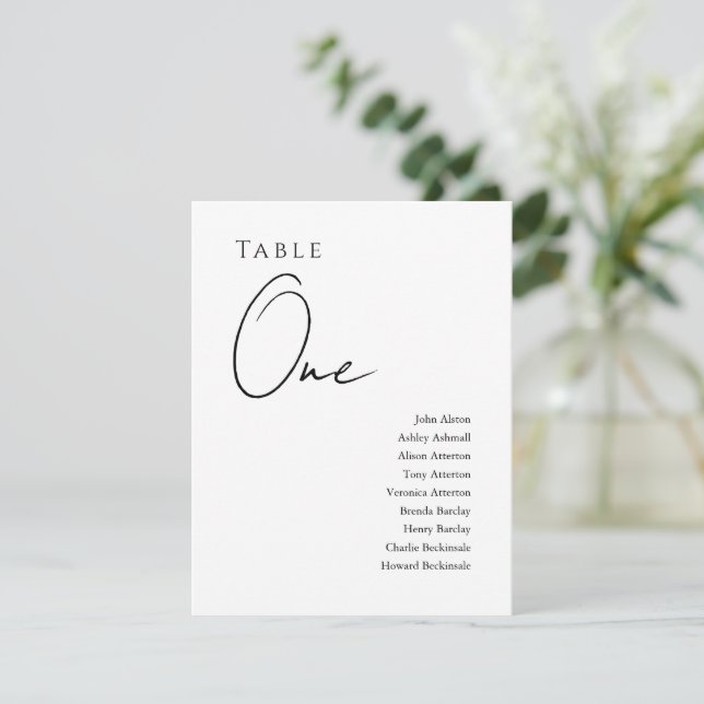 Gráfico de Asientos de Boda Moderno, Tarjeta Minim (Anverso de pie)