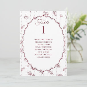 Gráfico de Asientos de Boda Oval Ébano Rojo Vintag