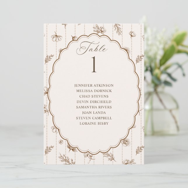 Gráfico de Asientos de Boda Ovalado Marrón y Crema (Anverso de pie)