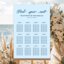 Gráfico de Asientos de Boda Simple Azul Claro