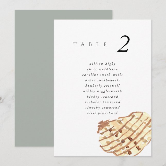 Gráfico de Asientos de Boda Watercolor Seashell Be (Anverso / Reverso)