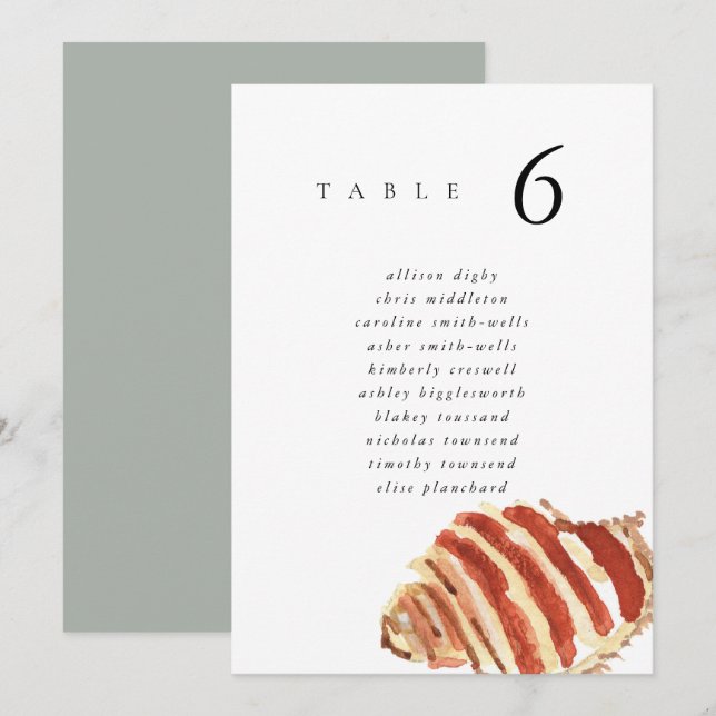 Gráfico de Asientos de Boda Watercolor Seashell Be (Anverso / Reverso)