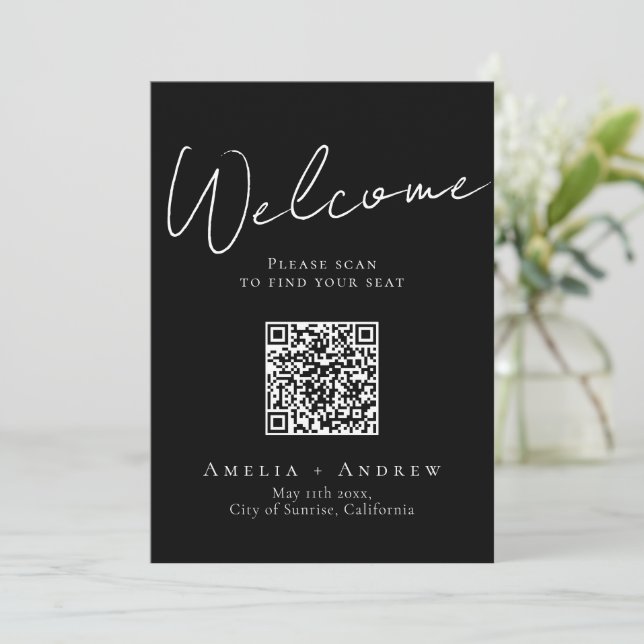 Gráfico de asientos de código QR de la boda elegan (Anverso de pie)