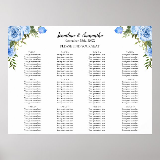 Gráfico de asientos de flores azules Señal de rece (Frente)