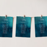 Gráfico de asientos de la tabla de color de agua d<br><div class="desc">Este gráfico de asientos de la tabla de acuarela del océano es perfecto para su simple boda de boho tropical. Está diseñado con minimalistas hojas tropicales blancas y un impresionante fondo azul-verde oscuro.</div>