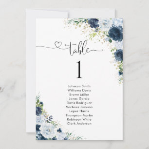 Gráfico de Asientos de Mesa Floral Azul Marítimo