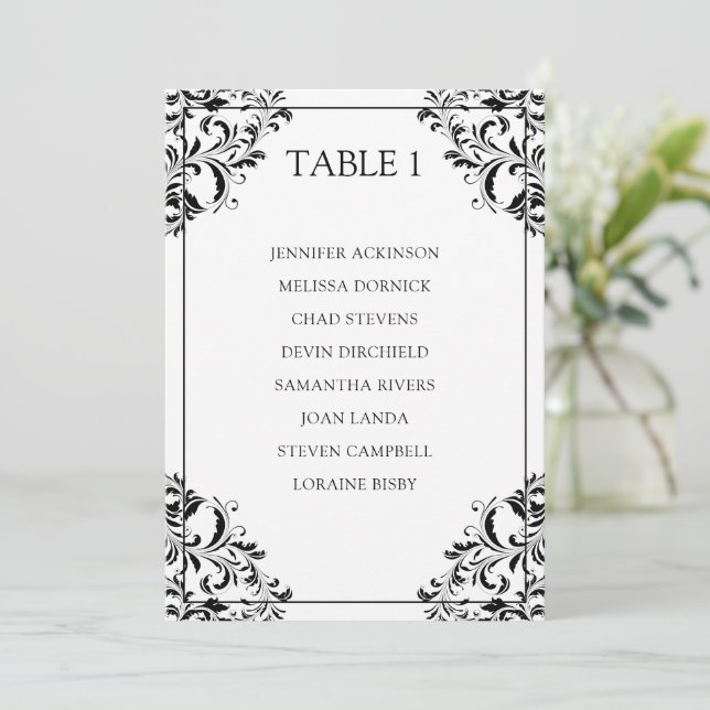 Gráfico de Asientos Nadine Lista de Mesa Tarjeta | (Anverso de pie)
