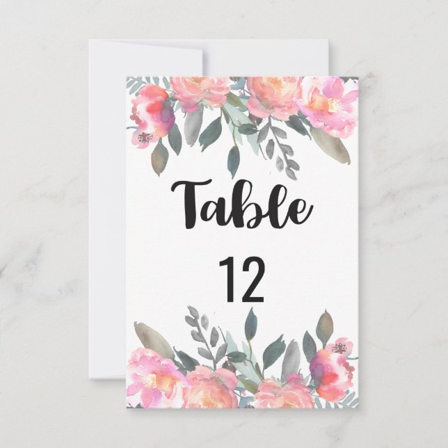 Gráfico de Asientos Número de Mesa de Boda Floral  (Anverso)
