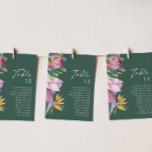 Gráfico de los números de la tabla verde floral tr<br><div class="desc">Este gráfico de números de mesas verdes de colores tropicales es perfecto para su destino boho moderno, verde, violeta y melocotón boda. El diseño cuenta con un elegante ramo de vegetación acuática clásica y flores que pueden incluir eucalipto verde salado, protea malva y roja, hibiscos rosa rubor, ave paradisíaca naranja...</div>