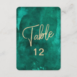 Gráfico de número de mesa en verde esmeralda acuar