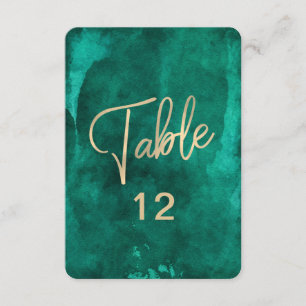 Gráfico de número de mesa en verde esmeralda acuar