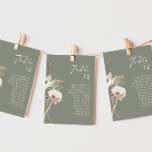 Gráfico de números de tabla verde de flor silvestr<br><div class="desc">Este magnífico gráfico de números de la mesa de Wildflower Sage Green es perfecto para su boda boho sencillo y elegante. ¡Las minimalistas flores silvestres acuáticas te ayudarán a revivir tu visión! El diseño de las flores bonito blancas y doradas, con toques de morado y amarillo, completará con seguridad tu...</div>