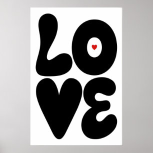 Gráfico de pared de amor Impresión en negro y blan