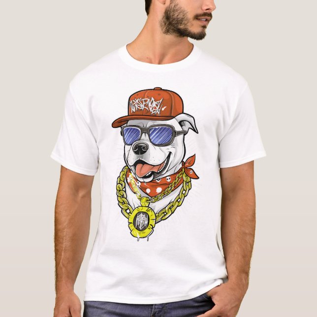 Gráfico de perro genial camiseta unisex de algodón (Anverso)