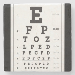 Gráfico de Snellen en posavasos de piedra de mármo