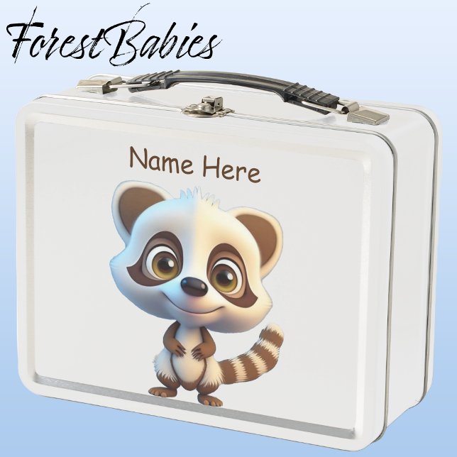 Gráfico del Personalizado de animales de la especi (Raccoon, White ForestBabies Lunch Box)