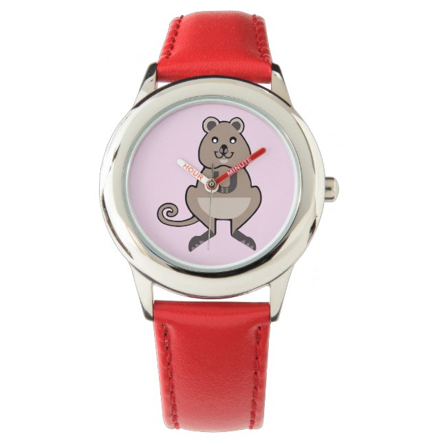 Gráfico - Happy QUOKKA - Marsupial - Reloj rosa (Anverso)