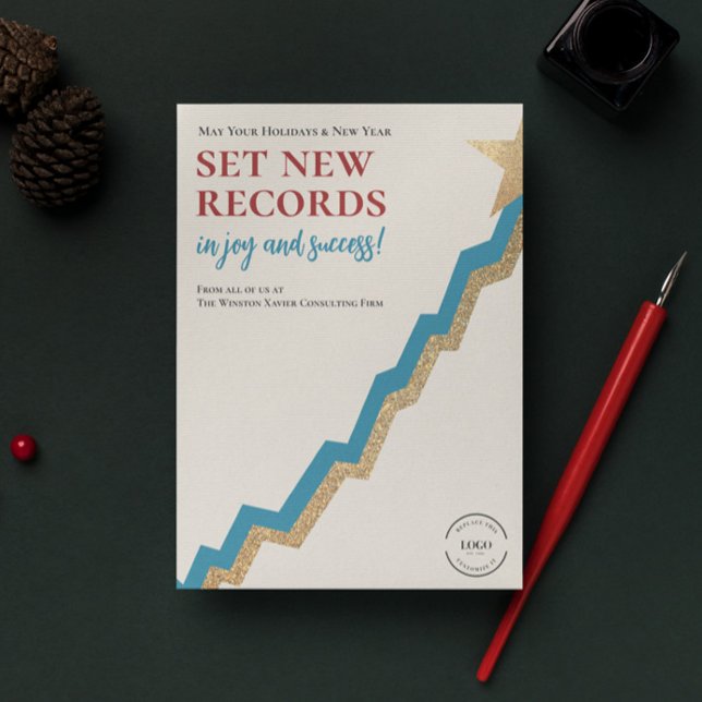 Gráfico logotipo de árbol de navidad creativo (Set New Records, off the chart Holiday Business logo Christmas card template)