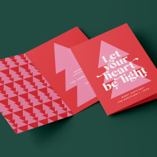 Gráfico moderno mínimo árbol de Navidad rojo rosa