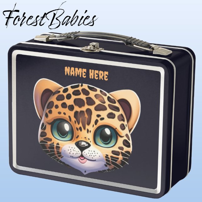 Gráfico personalizado único del gato del leopardo  (Leopard, Black ForestBabies Lunch Box)