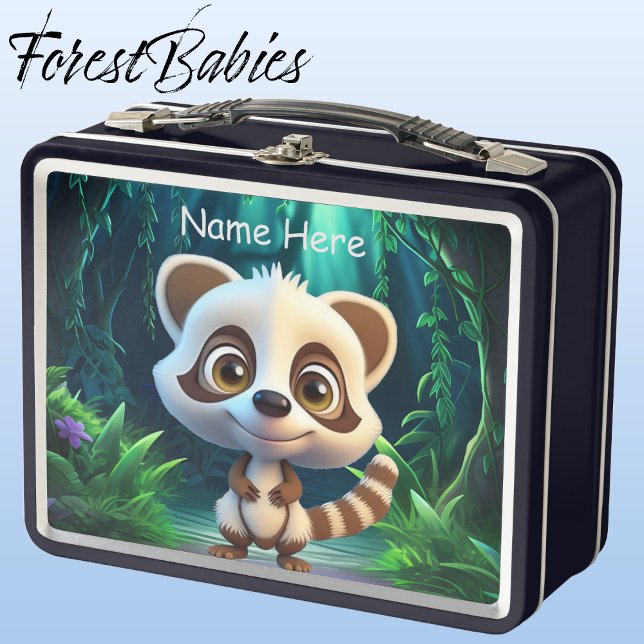 Gráfico único de Raccoon Woodland Animal Personali (Raccoon, Black ForestBabies Lunch Box)