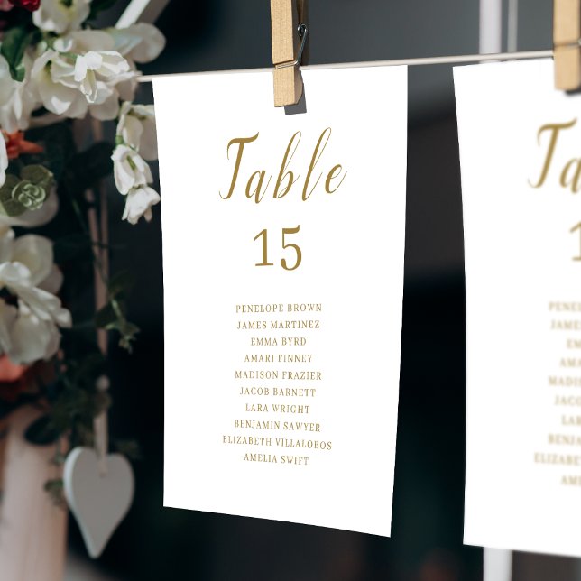 Gráficos de boda de guiones elegantes y sencillos  (Gold simple elegant script wedding seating charts)