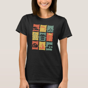 Grafik de cosas de acampada para una camiseta de c