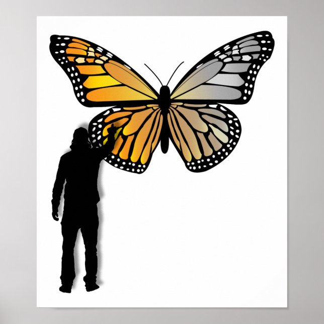 Grafiti de Mariposa Póster Divertido (Frente)