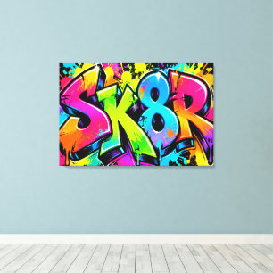 Grafiti de neón para skaters Sk8r Arte Urbano Colo