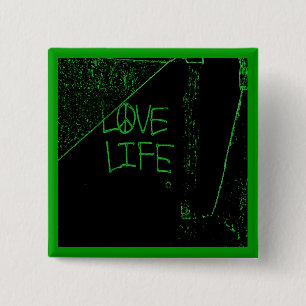 Grafiti "Love Life" (Vida amorosa) Botón Neon Gree
