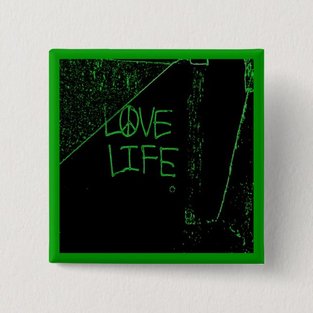 Grafiti "Love Life" (Vida amorosa) Botón Neon Gree (Anverso)