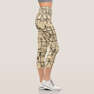 Grafiti urbano Sepia Style Capri Leggings