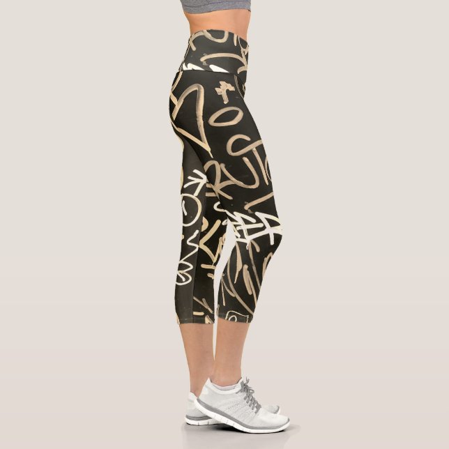 Grafiti urbano Sepia Style Capri Leggings (Derecha)