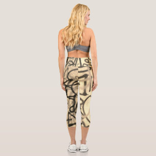 Grafiti urbano Sepia Style Capri Leggings