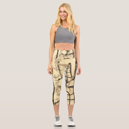 Grafiti urbano Sepia Style Capri Leggings