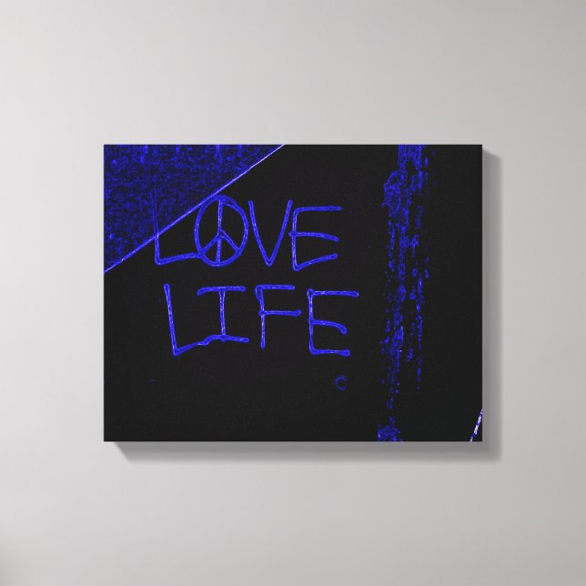 Grafitti de Love Life Lienzo envuelto - Neon Blue (Anverso)