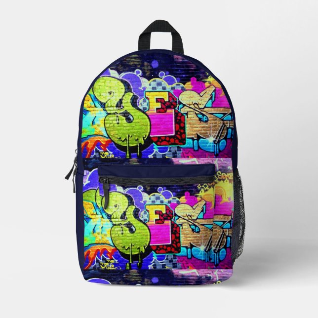 Grafitti Sí Mochila Verde Rosa Púrpura (Anverso)